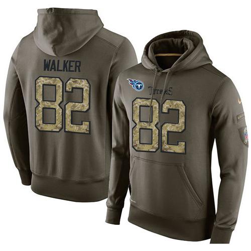 NFL Men's Nike Tennessee Titans #82 Delanie Walker Stitched Green Olive Salute To Service KO Performance Hoodie NFL Men's Nike Tennessee Titans #82 Delanie Walker Stitched Green Olive Salute To Service KO Performance Hoodie