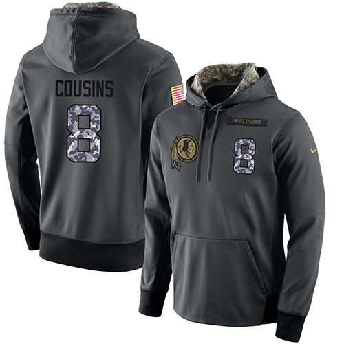 NFL Men's Nike Washington Redskins #8 Kirk Cousins Stitched Black Anthracite Salute to Service Player Performance Hoodie NFL Men's Nike Washington Redskins #8 Kirk Cousins Stitched Black Anthracite Salute to Service Player Performance Hoodie