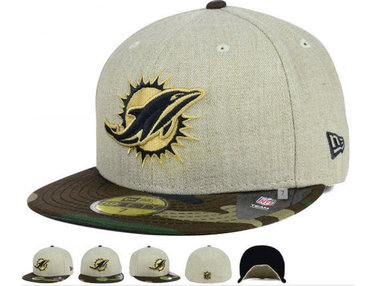NFL Miami Dolphins Cream Fitted Hats--60