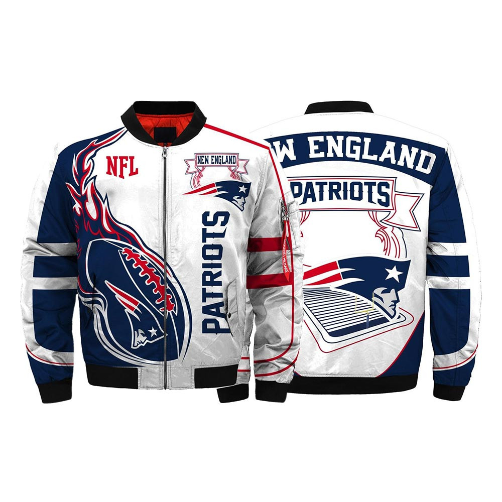 NFL New England Patriots Newest Bomber 3D Fullzip Custom Jacket NFL New England Patriots Newest Bomber 3D Fullzip Custom Jacket