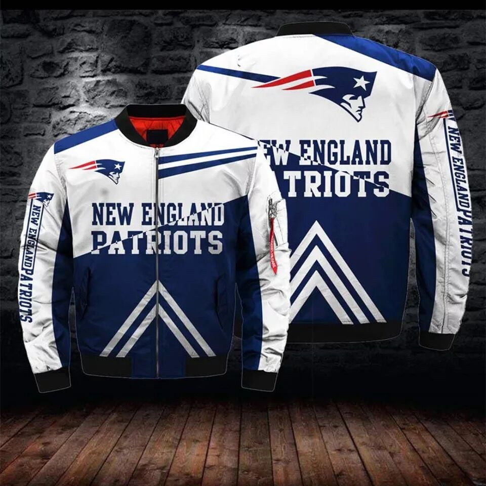 NFL New England Patriots Newest Bomber 3D Fullzip Custom Jacket-5 NFL New England Patriots Newest Bomber 3D Fullzip Custom Jacket-5