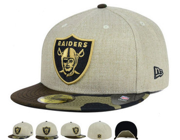 NFL Oakland Raiders Cream Fitted Hats--60