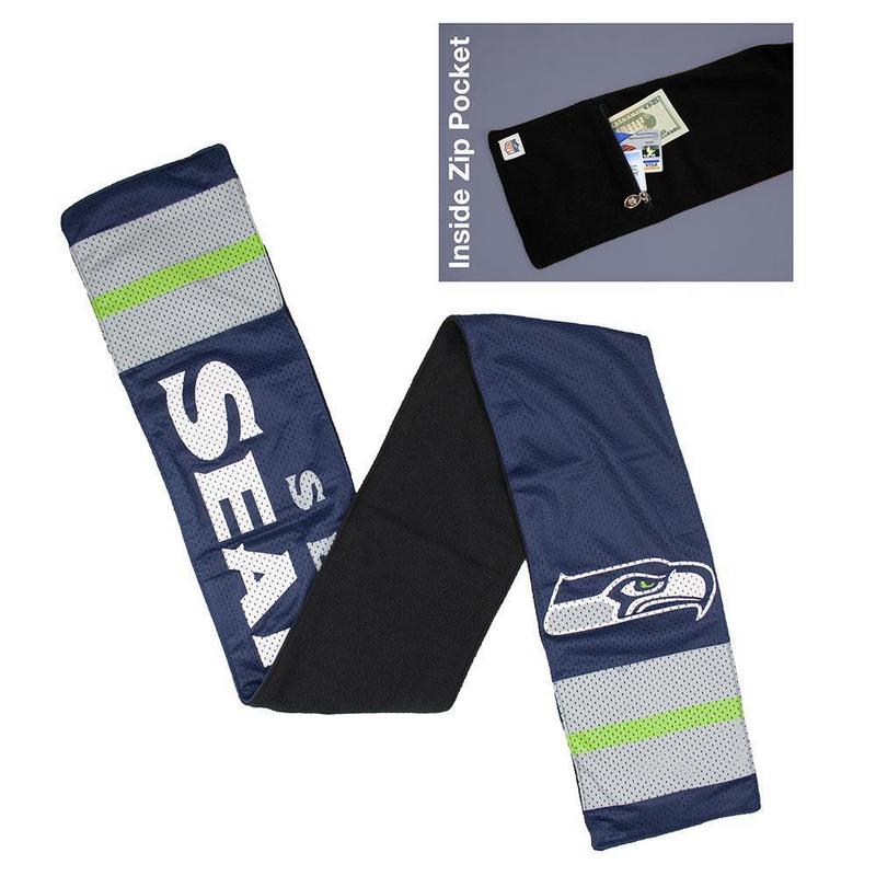 NFL Seattle Seahawks Jersey Scarf With Zip Pocket NFL Seattle Seahawks Jersey Scarf With Zip Pocket
