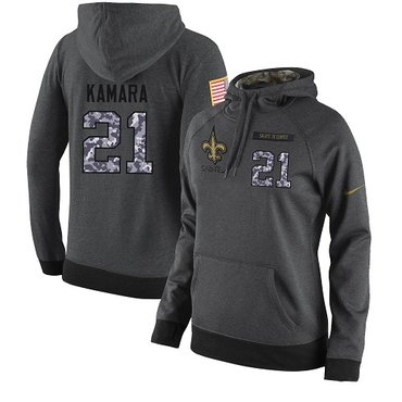 NFL Women's Nike New Orleans Saints #21 Alvin Kamara Stitched Black Anthracite Salute to Service Player Performance Hoodie NFL Women's Nike New Orleans Saints #21 Alvin Kamara Stitched Black Anthracite Salute to Service Player Performance Hoodie