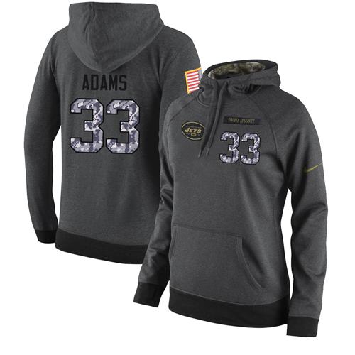 NFL Women's Nike New York Jets #33 Jamal Adams Stitched Black Anthracite Salute to Service Player Performance Hoodie NFL Women's Nike New York Jets #33 Jamal Adams Stitched Black Anthracite Salute to Service Player Performance Hoodie