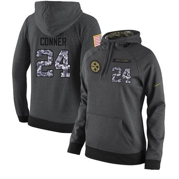 NFL Women's Nike Pittsburgh Steelers #24 James Conner Stitched Black Anthracite Salute to Service Player Performance Hoodie NFL Women's Nike Pittsburgh Steelers #24 James Conner Stitched Black Anthracite Salute to Service Player Performance Hoodie