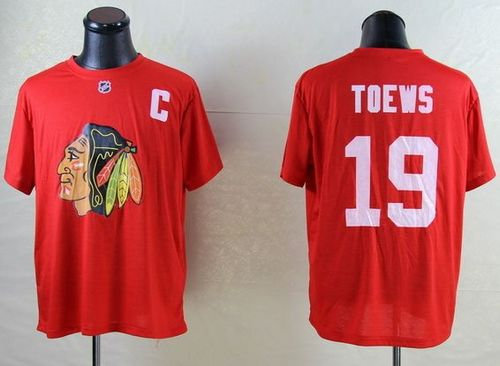 NHL Chicago Blackhawks #19 Jonathan Toews Red T-Shirt NHL Chicago Blackhawks #19 Jonathan Toews Red T-Shirt
