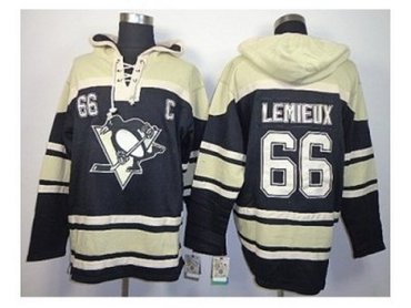 NHL Jerseys Pittsburgh Penguins #66 lemieux black-cream(pullover hooded sweatshirt)(patch C)