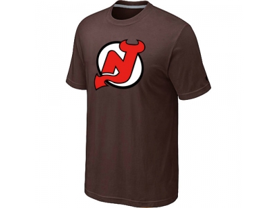 NHL New Jersey Devils Big & Tall Logo Brown T-Shirt NHL New Jersey Devils Big & Tall Logo Brown T-Shirt