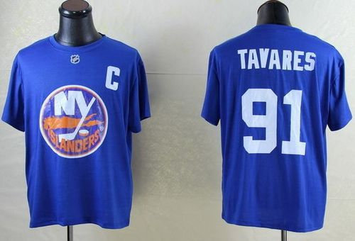 NHL New York Islanders #91 John Tavares Blue T-Shirt NHL New York Islanders #91 John Tavares Blue T-Shirt