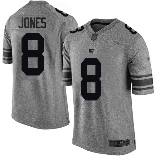 NIKE Giants #8 Daniel Jones Gray Men's Stitched Football Limited Gridiron Gray Jersey