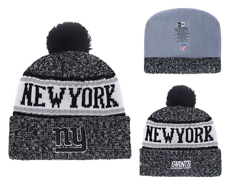 NY Giants 2018 NFL Sideline Pom Knit Hat YD