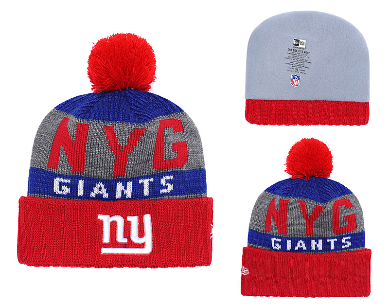 NY Giants Team Logo Red Pom Knit Hat YD