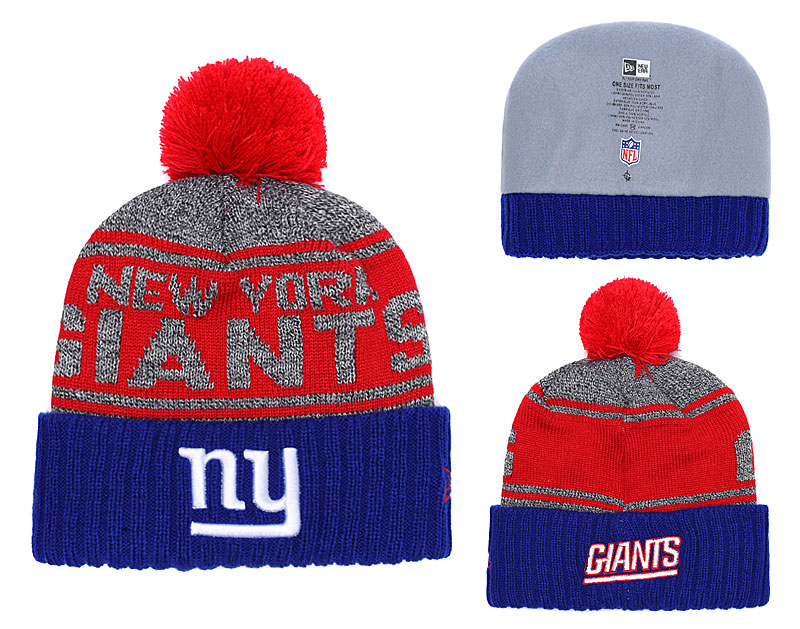 NY Giants Team Logo Royal Pom Knit Hat YD