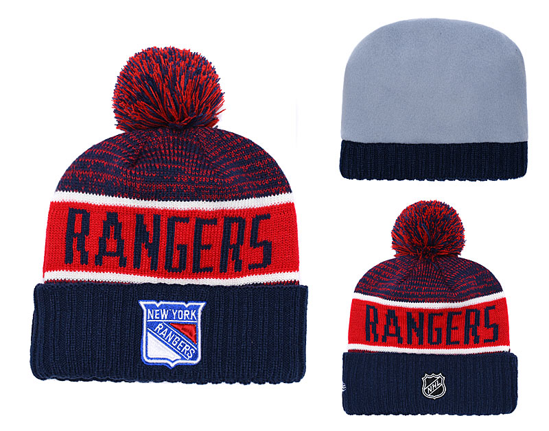 NY Rangers Navy Rinkside Goalie Cuffed Pom Knit Hat YD