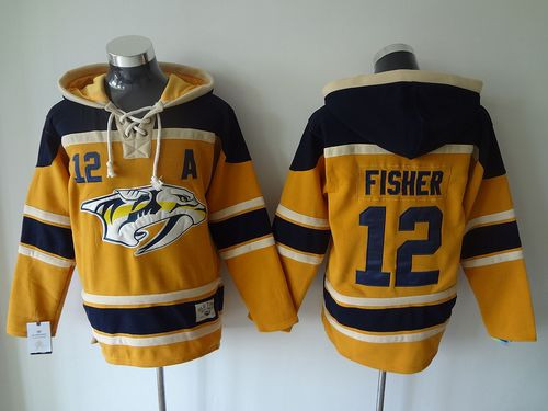 Nashville Predators #12 Mike Fisher Yellow Sawyer Hooded Sweatshirt Stitched NHL Jersey Nashville Predators #12 Mike Fisher Yellow Sawyer Hooded Sweatshirt Stitched NHL Jersey