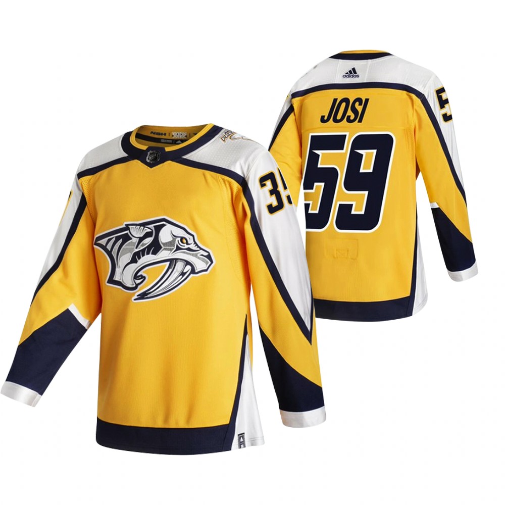 Nashville Predators #59 Roman Josi Yellow Men's Adidas 2020-21 Reverse Retro Alternate NHL Jersey Nashville Predators #59 Roman Josi Yellow Men's Adidas 2020-21 Reverse Retro Alternate NHL Jersey