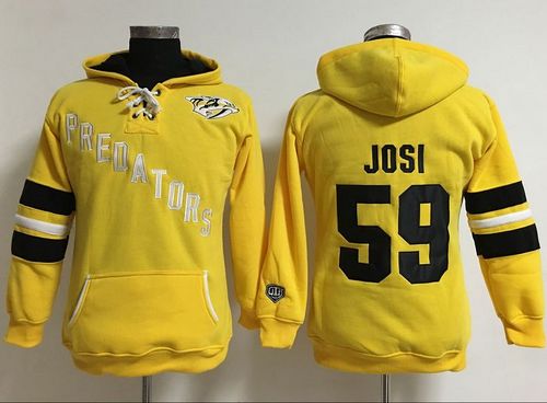 Nashville Predators #59 Roman Josi Yellow Women's Old Time Heidi Hoodie NHL Hoodie Nashville Predators #59 Roman Josi Yellow Women's Old Time Heidi Hoodie NHL Hoodie