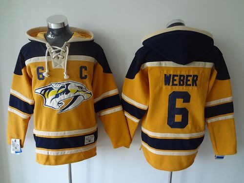 Nashville Predators #6 Shea Weber Yellow Sawyer Hooded Sweatshirt Stitched NHL Jersey Nashville Predators #6 Shea Weber Yellow Sawyer Hooded Sweatshirt Stitched NHL Jersey