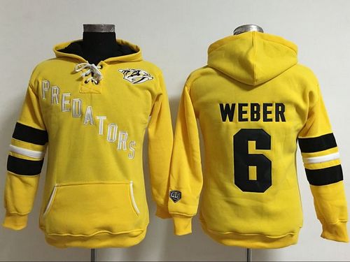 Nashville Predators #6 Shea Weber Yellow Women's Old Time Heidi Hoodie NHL Hoodie Nashville Predators #6 Shea Weber Yellow Women's Old Time Heidi Hoodie NHL Hoodie