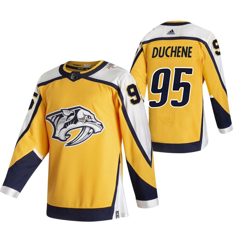 Nashville Predators #95 Matt Duchene Yellow Men's Adidas 2020-21 Reverse Retro Alternate NHL Jersey Nashville Predators #95 Matt Duchene Yellow Men's Adidas 2020-21 Reverse Retro Alternate NHL Jersey
