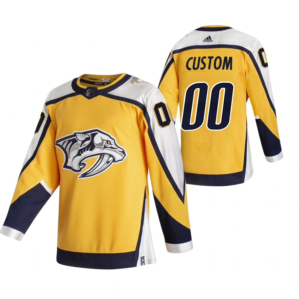 Nashville Predators Custom Yellow Men's Adidas 2020-21 Reverse Retro Alternate NHL Jersey Nashville Predators Custom Yellow Men's Adidas 2020-21 Reverse Retro Alternate NHL Jersey