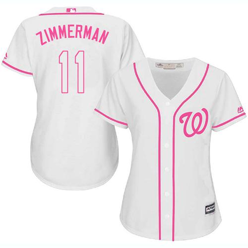 Nationals #11 Ryan Zimmerman White Pink Fashion Women's Stitched MLB Jersey Nationals #11 Ryan Zimmerman White Pink Fashion Women's Stitched MLB Jersey