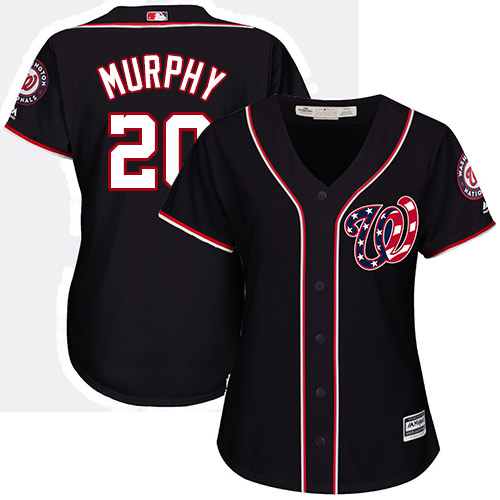 Nationals #20 Daniel Murphy Navy Blue Alternate Women's Stitched MLB Jersey