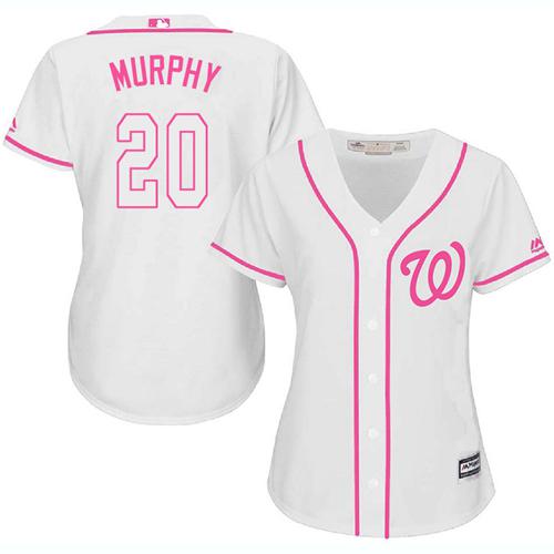 Nationals #20 Daniel Murphy White Pink Fashion Women's Stitched MLB Jersey Nationals #20 Daniel Murphy White Pink Fashion Women's Stitched MLB Jersey