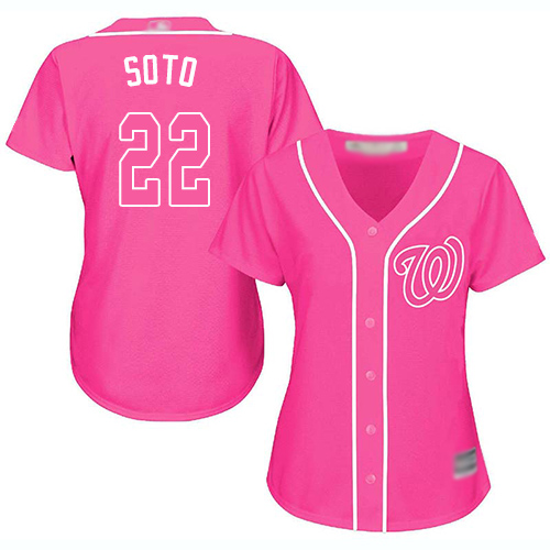 Nationals #22 Juan Soto Pink Fashion Women's Stitched Baseball Jersey Nationals #22 Juan Soto Pink Fashion Women's Stitched Baseball Jersey