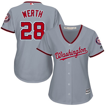 Nationals #28 Jayson Werth Grey Road Women's Stitched MLB Jersey