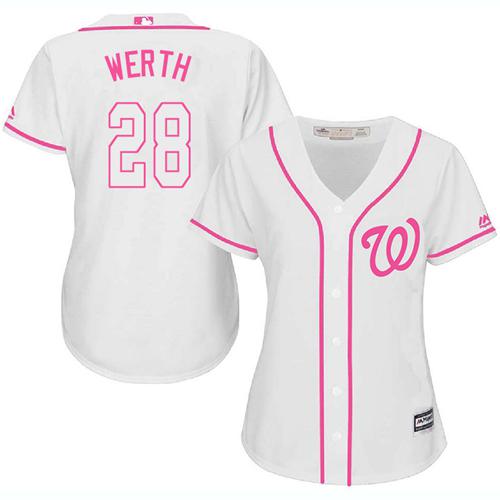 Nationals #28 Jayson Werth White Pink Fashion Women's Stitched MLB Jersey Nationals #28 Jayson Werth White Pink Fashion Women's Stitched MLB Jersey