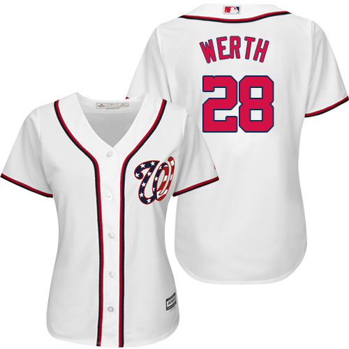 Nationals #28 Jayson Werth White Women's Fashion Stitched MLB Jersey