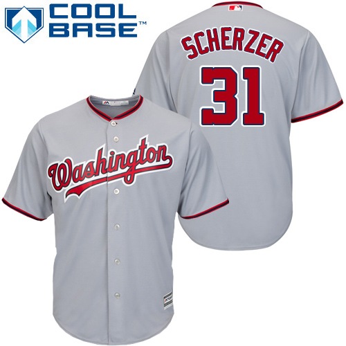 Nationals #31 Max Scherzer Grey Cool Base Stitched Youth MLB Jersey Nationals #31 Max Scherzer Grey Cool Base Stitched Youth MLB Jersey