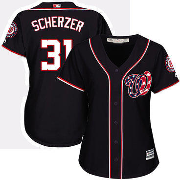 Nationals #31 Max Scherzer Navy Blue Alternate Women's Stitched MLB Jersey Nationals #31 Max Scherzer Navy Blue Alternate Women's Stitched MLB Jersey