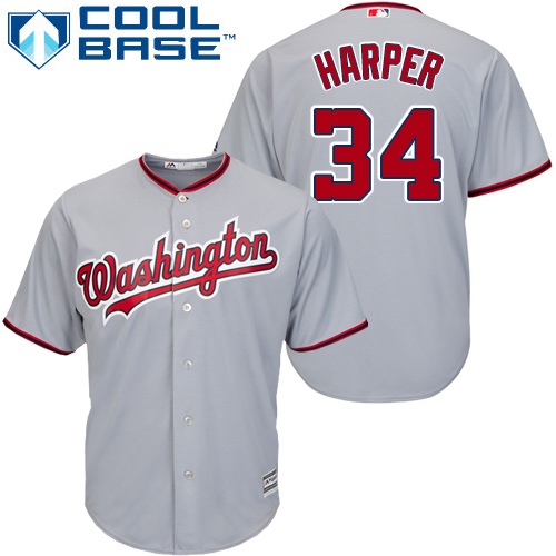 Nationals #34 Bryce Harper Grey Cool Base Stitched Youth MLB Jersey Nationals #34 Bryce Harper Grey Cool Base Stitched Youth MLB Jersey