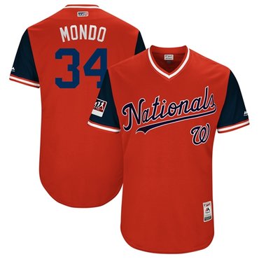 Nationals #34 Bryce Harper Red Mondo Players Weekend Authentic Stitched MLB Jersey