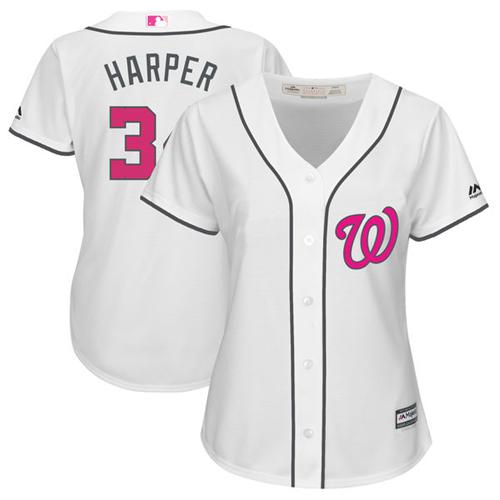 Nationals #34 Bryce Harper White Mother's Day Cool Base Women's Stitched MLB Jersey Nationals #34 Bryce Harper White Mother's Day Cool Base Women's Stitched MLB Jersey