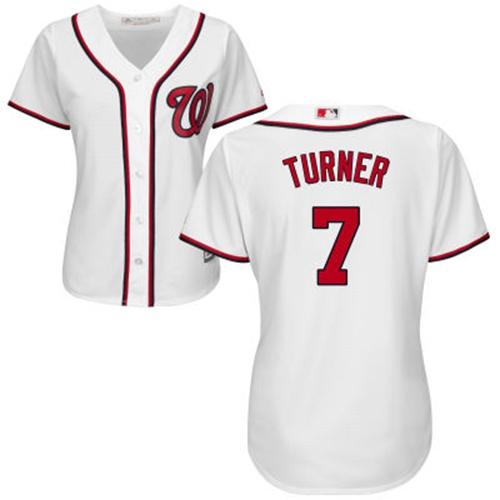 Nationals #7 Trea Turner White Home Women's Stitched MLB Jersey