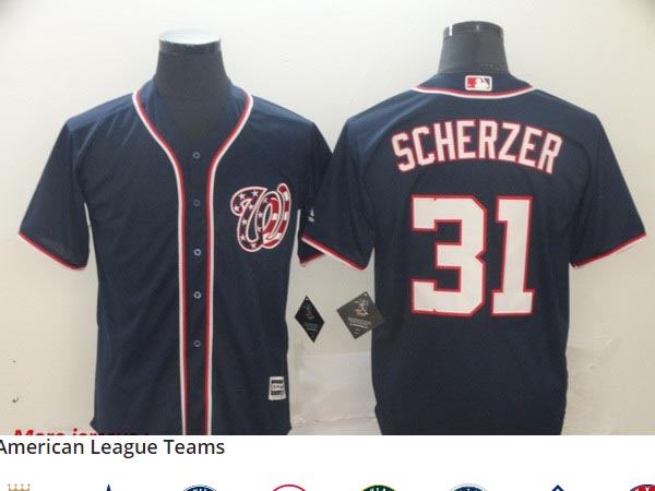 Nationals 31 Max Scherzer Navy Cool Base Jersey
