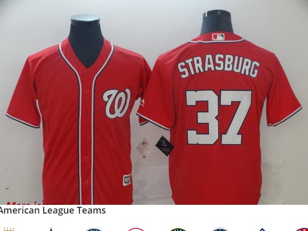 Nationals 37 Stephen Strasburg Red Cool Base Jersey