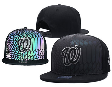 Nationals Team Logo Black Reflective Adjustable Hat GS3