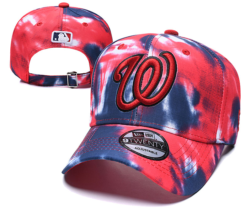 Nationals Team Logo Red Black Peaked Adjustable Fashion Hat YD