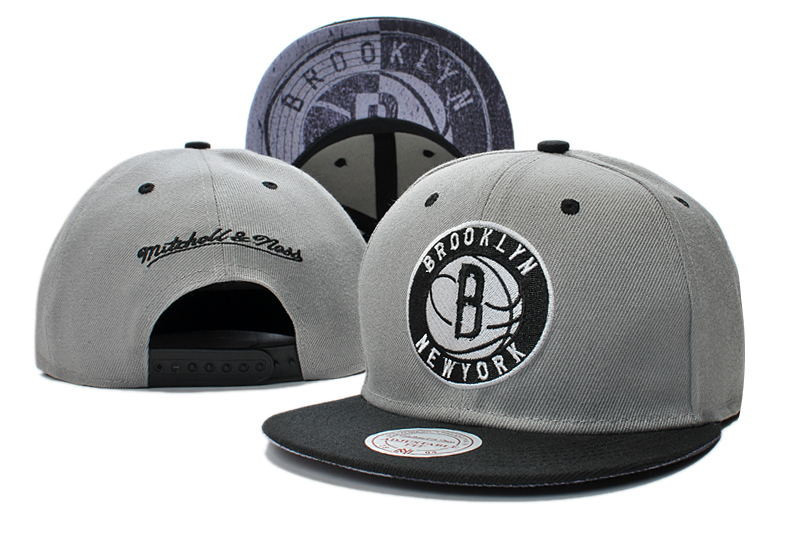 Nets Fresh Logo Gray Mitchell & Ness Adjustable Hat LT