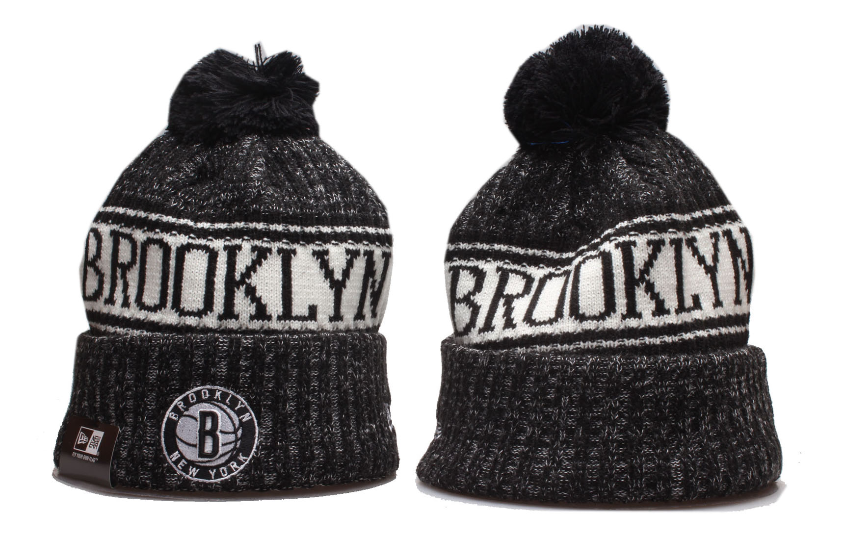Nets Team Logo Cuffed Pom Knit Hat YP