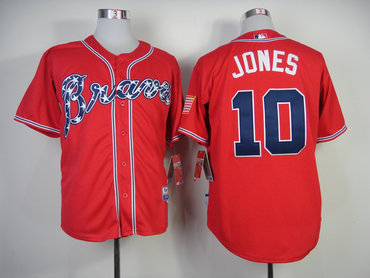New Atlanta Braves 10# Chipper Jones red MLB Jerseys