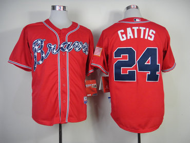 New Atlanta Braves 24 Evan Gattis red  MLB Jerseys