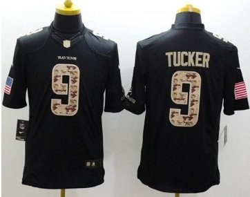 New Baltimore Ravens #9 Justin Tucker Black NFL Limited Salute to Service jersey
