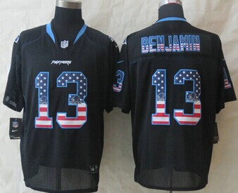 New Carolina Panthers #13 Kelvin Benjamin USA Flag Fashion Black Elite Jerseys