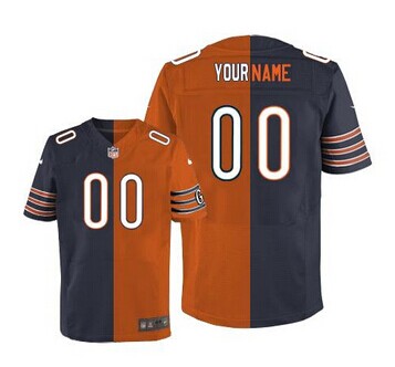 New Chicago Bears Customized Navy Blue Orange Elite Split Jersey